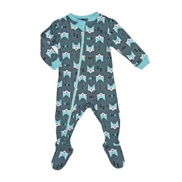 ZippyJamz有機棉寶寶拉鍊連身服 綠色狐狸